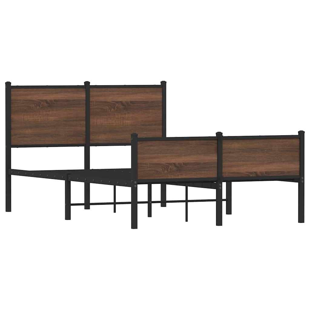barna tölgy színű fém ágykeret matrac nélkül 120 x 200 cm