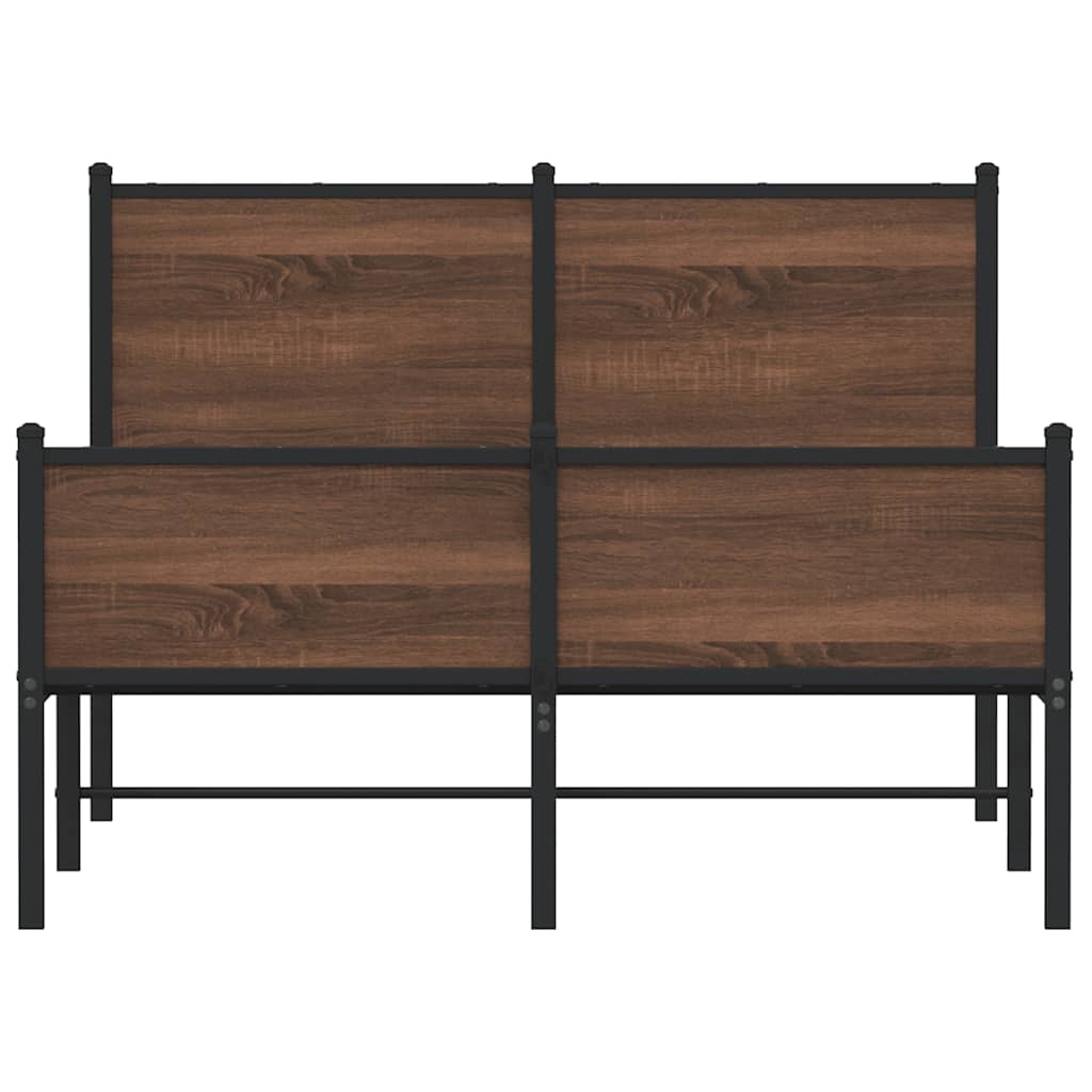 barna tölgy színű fém ágykeret matrac nélkül 120 x 200 cm