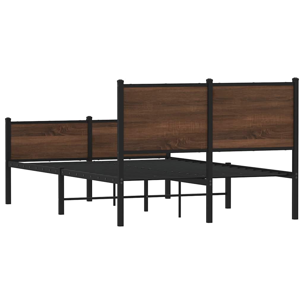 barna tölgy színű fém ágykeret matrac nélkül 120 x 200 cm