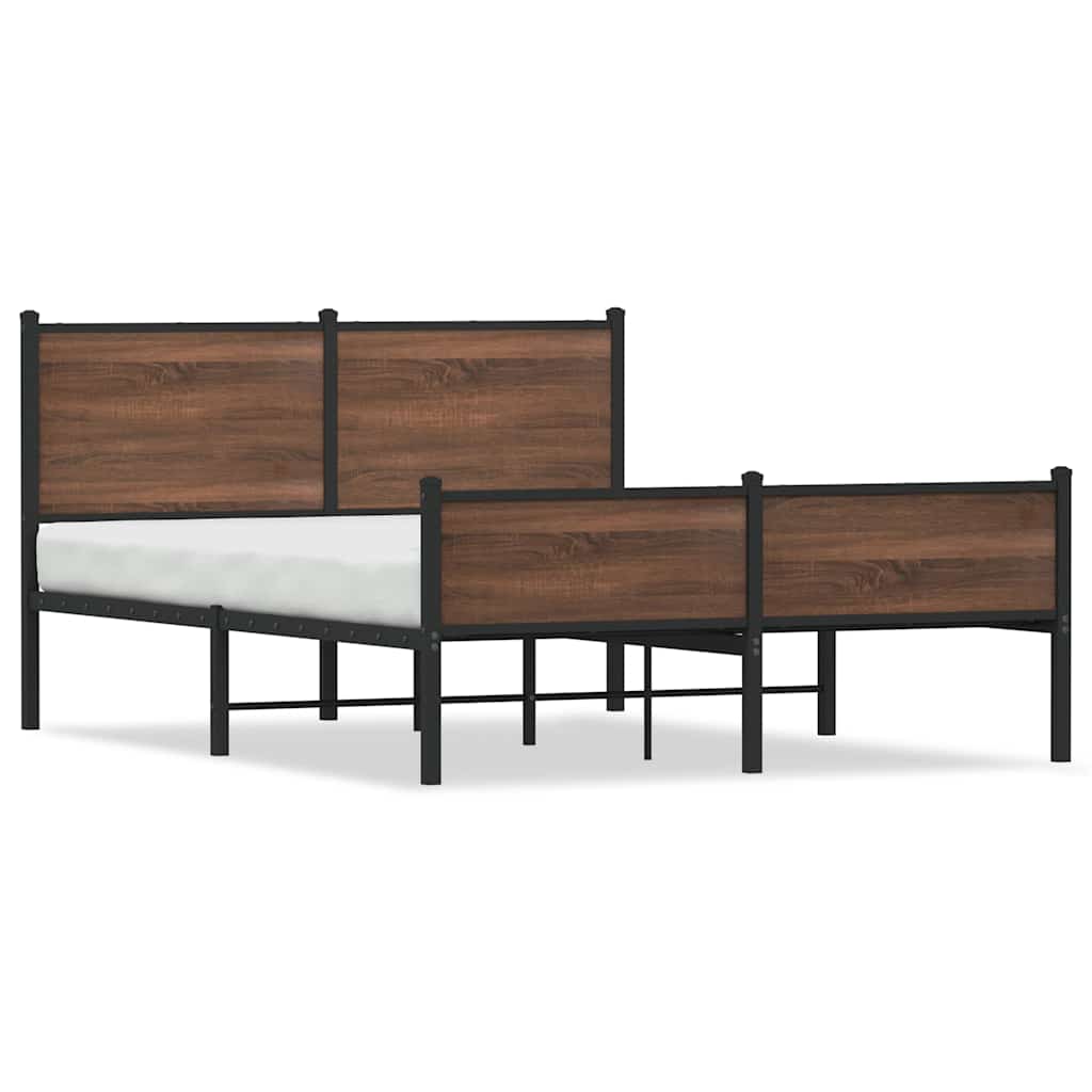 barna tölgy színű fém ágykeret matrac nélkül 137 x 190 cm
