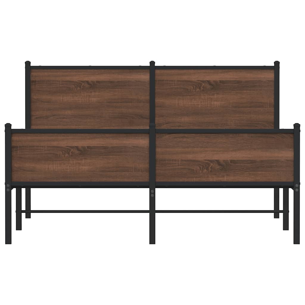 barna tölgy színű fém ágykeret matrac nélkül 137 x 190 cm