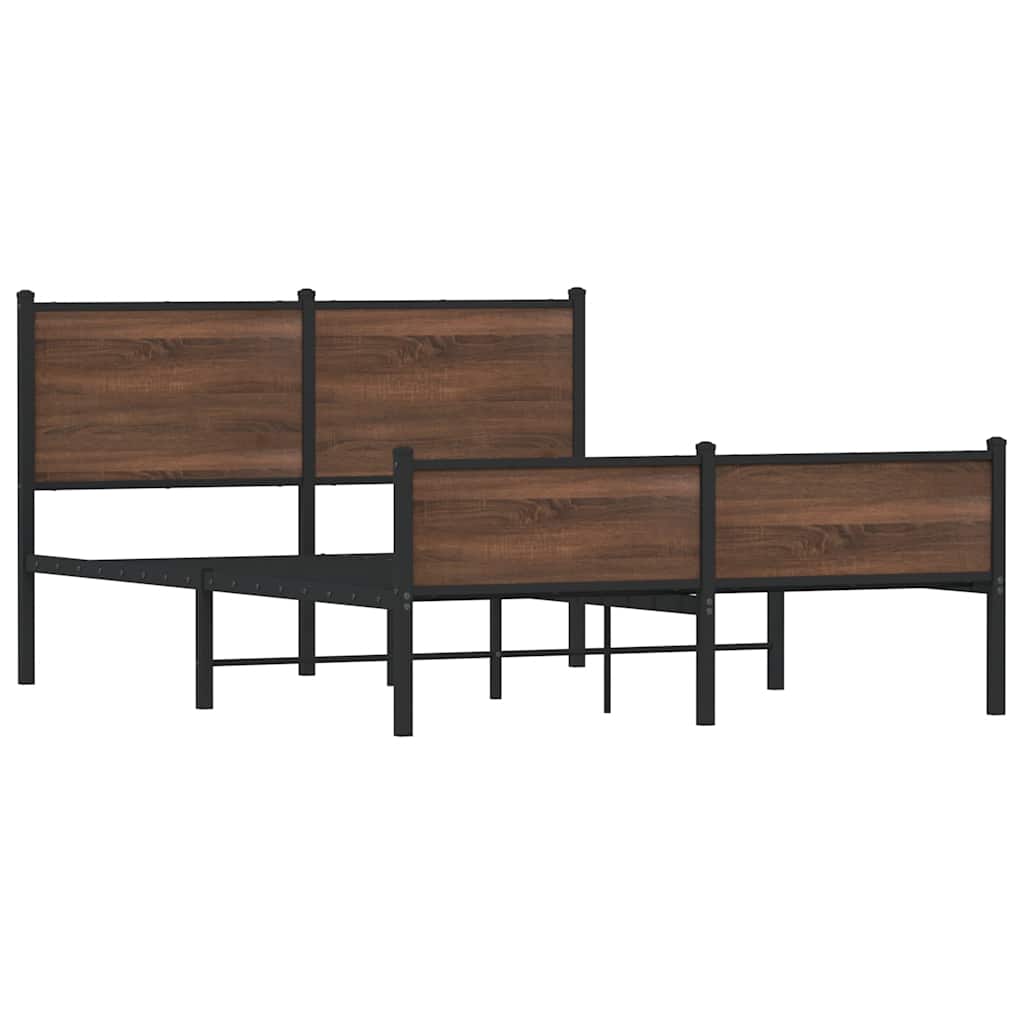 barna tölgy színű fém ágykeret matrac nélkül 140 x 190 cm