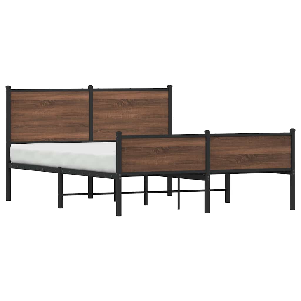barna tölgy színű fém ágykeret matrac nélkül 140 x 190 cm