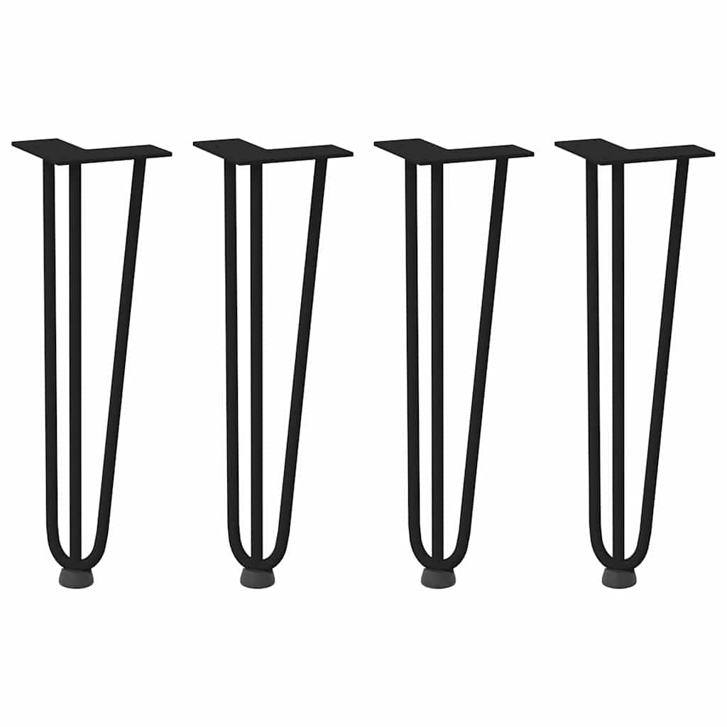 4 db fekete, tömör acél hajtűláb dohányzóasztalhoz 42 cm