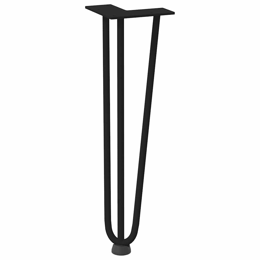 4 db fekete, tömör acél hajtűláb dohányzóasztalhoz 42 cm