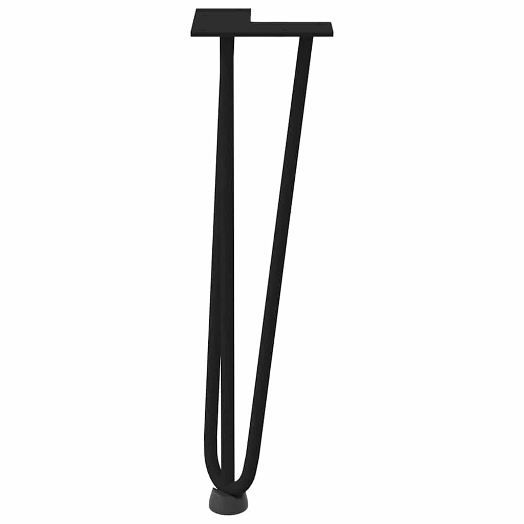 4 db fekete, tömör acél hajtűláb dohányzóasztalhoz 42 cm