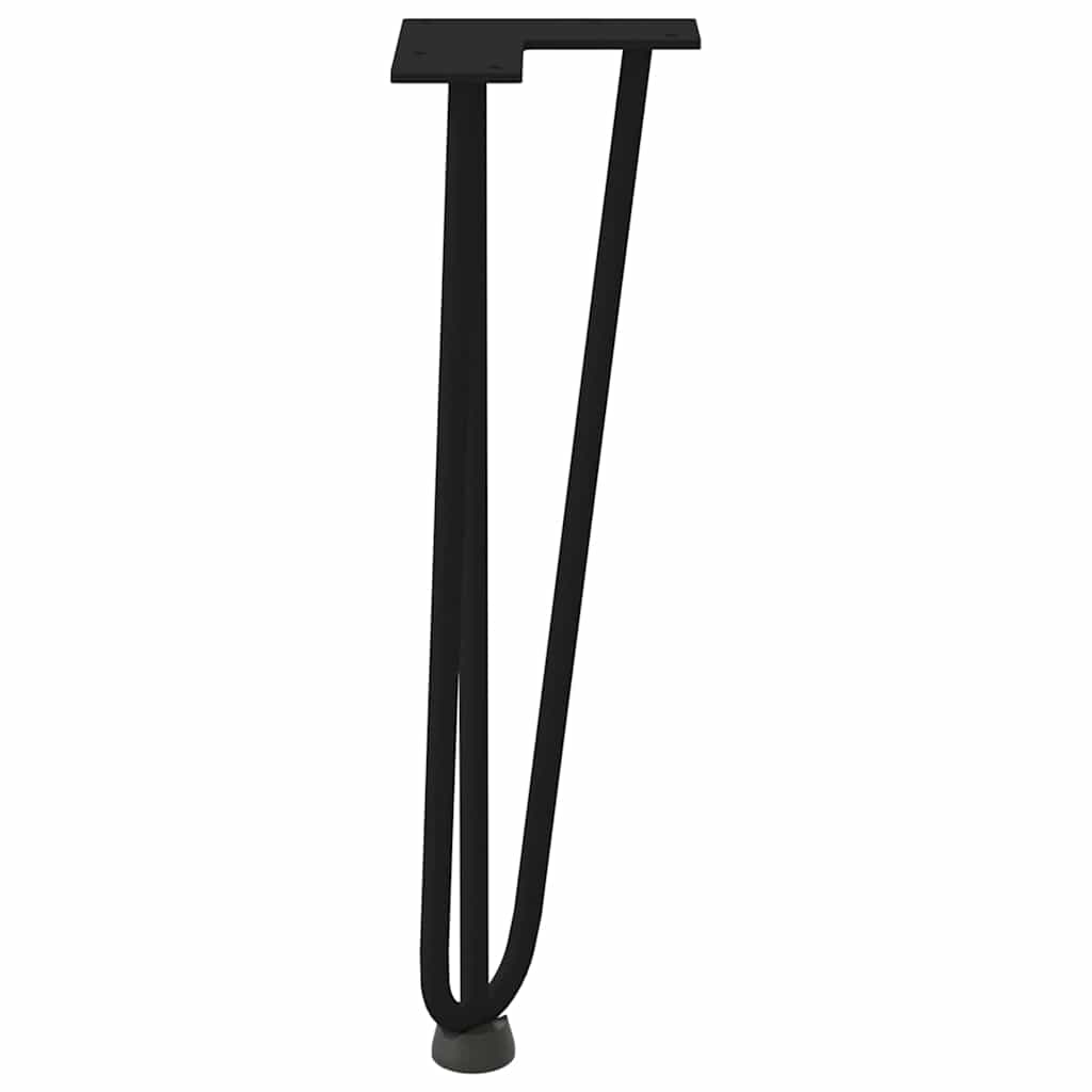 4 db fekete, tömör acél hajtűláb dohányzóasztalhoz 42 cm