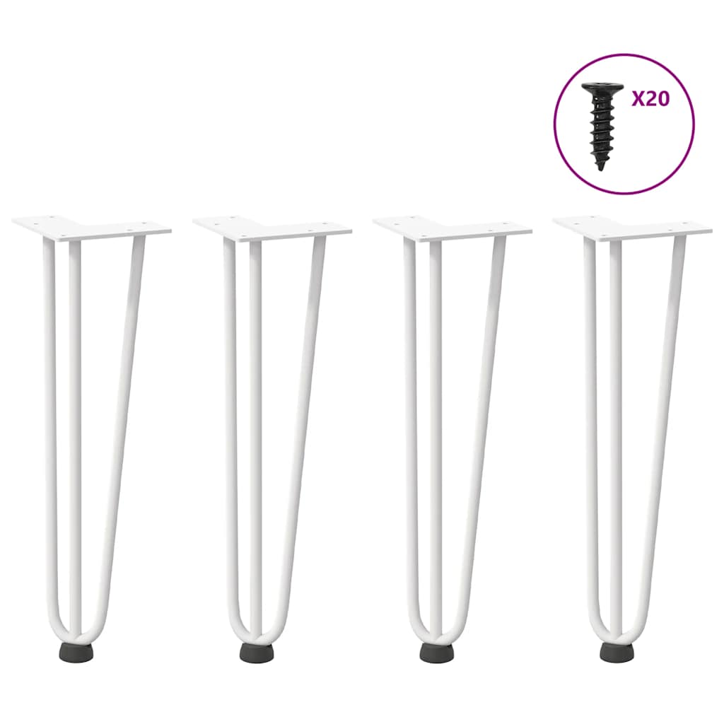 4 db fehér, tömör acél hajtűláb dohányzóasztalhoz 42 cm
