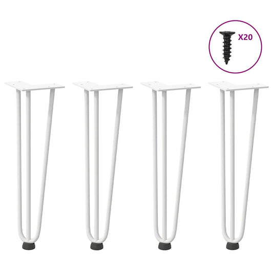 4 db fehér, tömör acél hajtűláb dohányzóasztalhoz 42 cm
