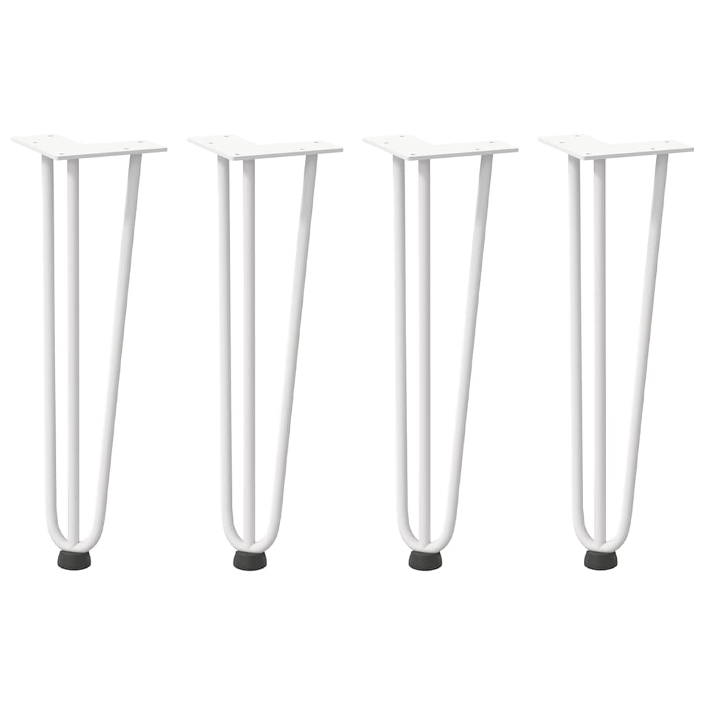 4 db fehér, tömör acél hajtűláb dohányzóasztalhoz 42 cm