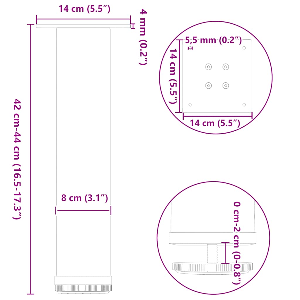 4 db fehér dohányzóasztal láb 42-44 cm acél