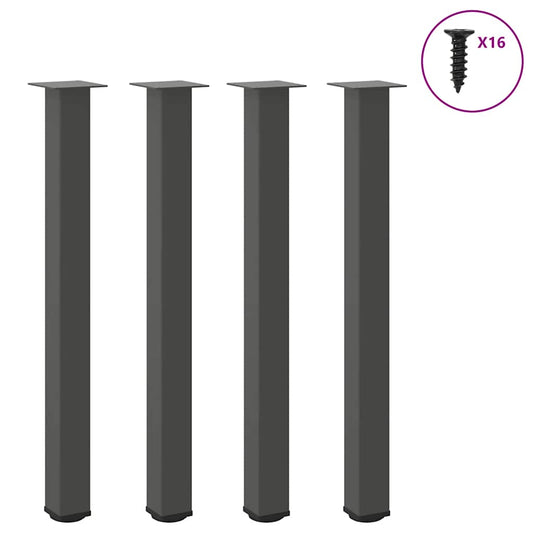 4 db antracitszürke acél bárasztalláb 100-102 cm