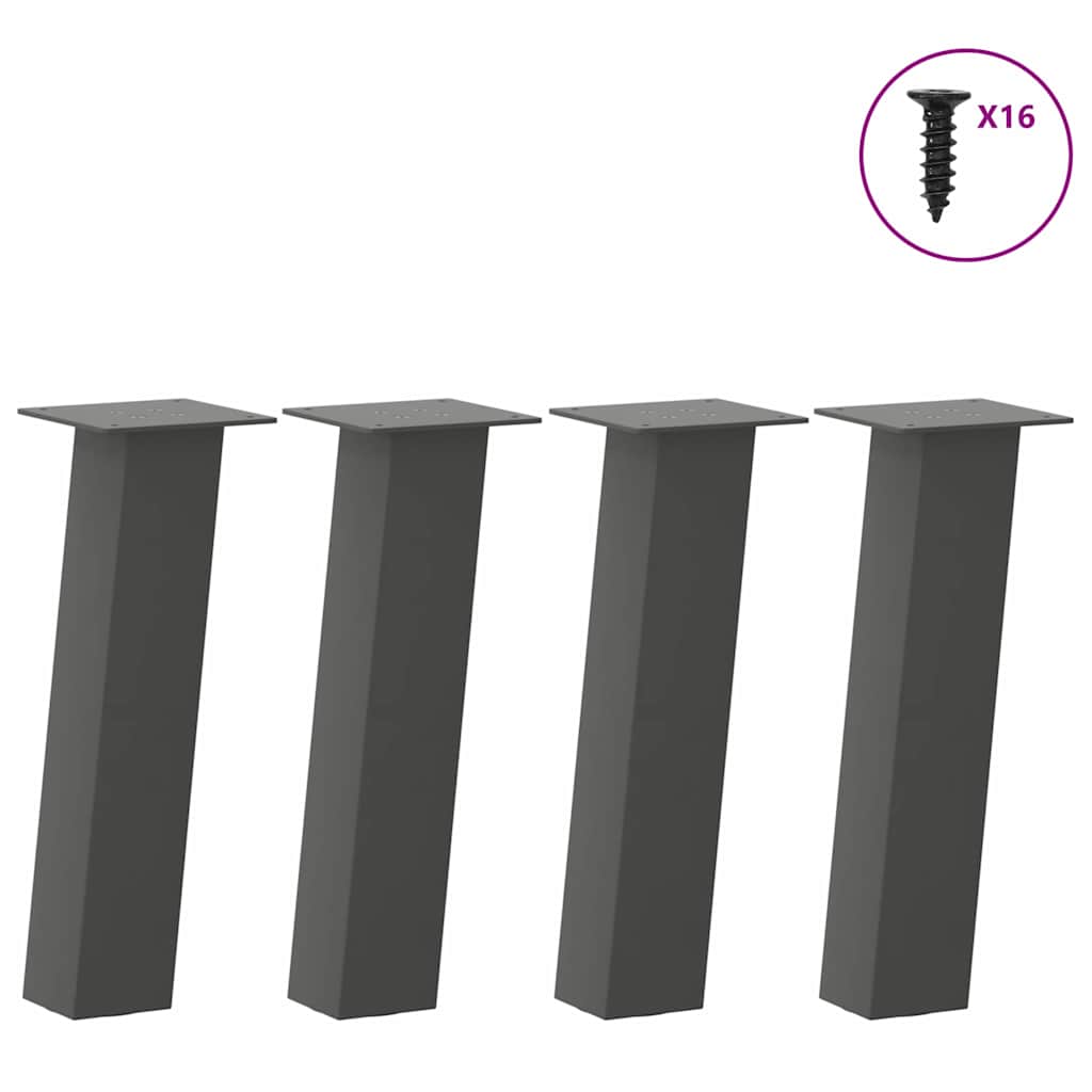 4 db antracitszürke acél dohányzóasztal láb 42 cm