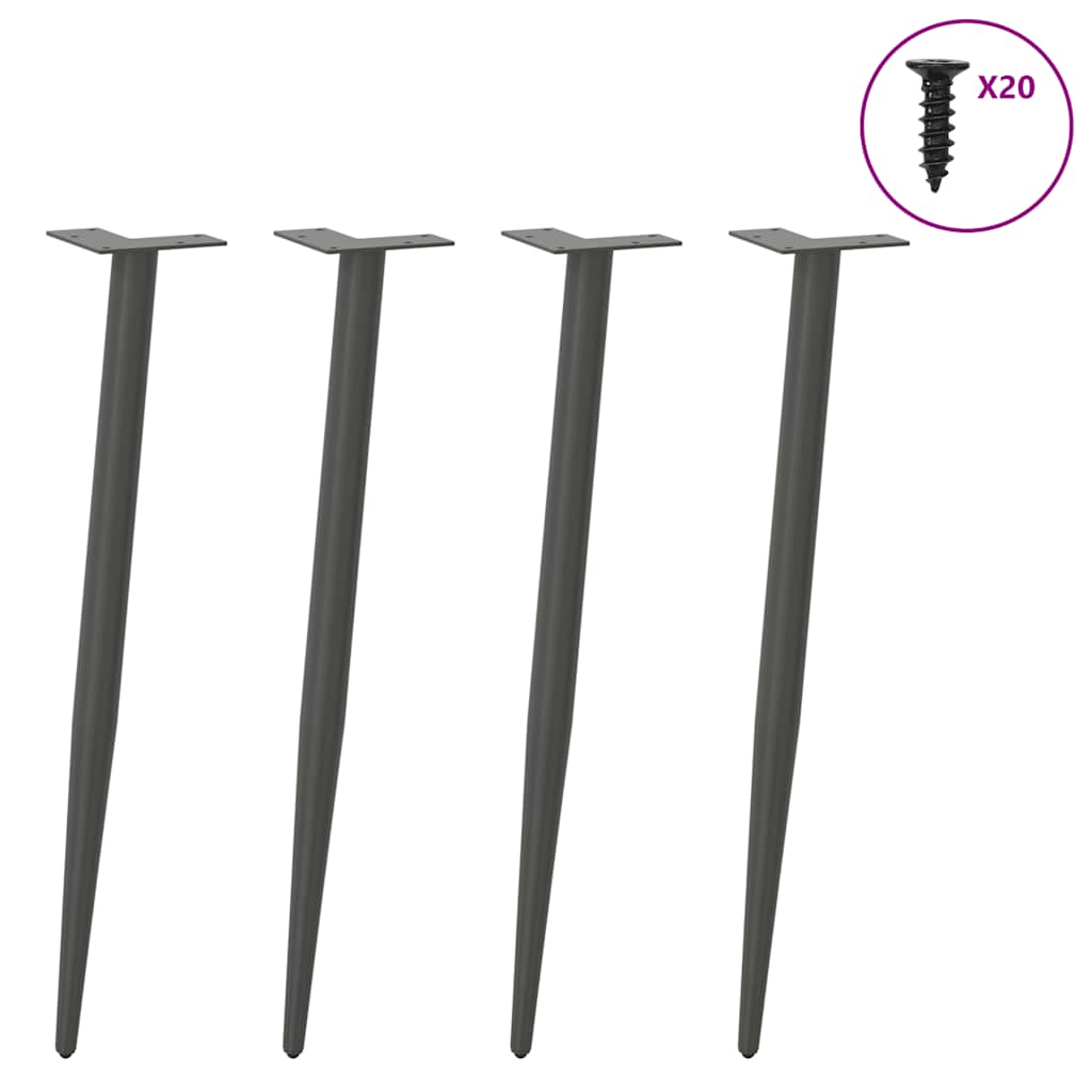 4 db antracitszürke kúpos alakú acél konzolasztal láb 72-73 cm