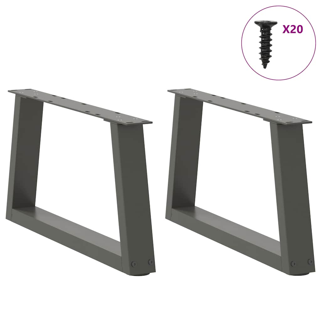 2 db antracitszürke, V-alakú acél dohányzóasztal láb 50 x (30-31,3) cm
