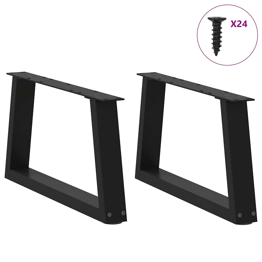 2 db fekete, V-alakú acél dohányzóasztal láb 60 x (30-31,3) cm