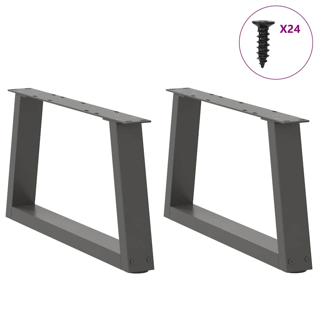 2 db antracitszürke, V-alakú acél dohányzóasztal láb 60 x (30-31,3) cm