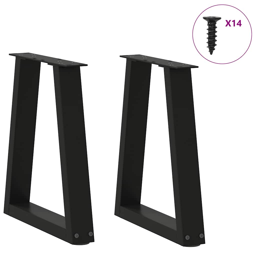 2 db fekete, V-alakú acél dohányzóasztal láb 38 x (42-43,3) cm