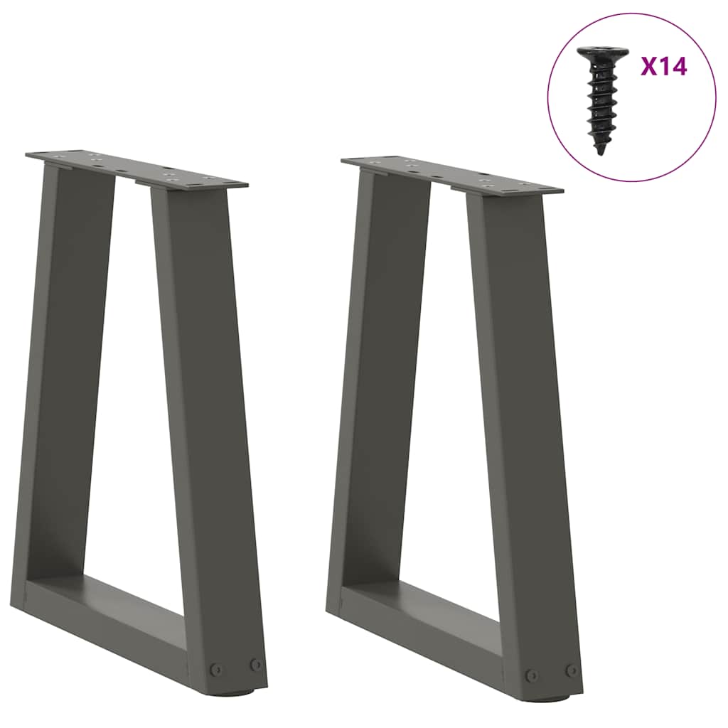 2 db antracitszürke, V-alakú acél dohányzóasztal láb 38x(42-43,3) cm