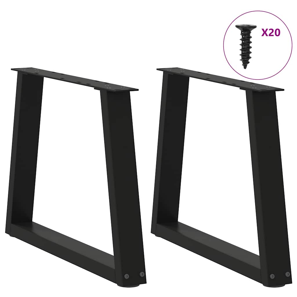 2 db fekete, V-alakú acél dohányzóasztal láb 50 x (42-43,3) cm