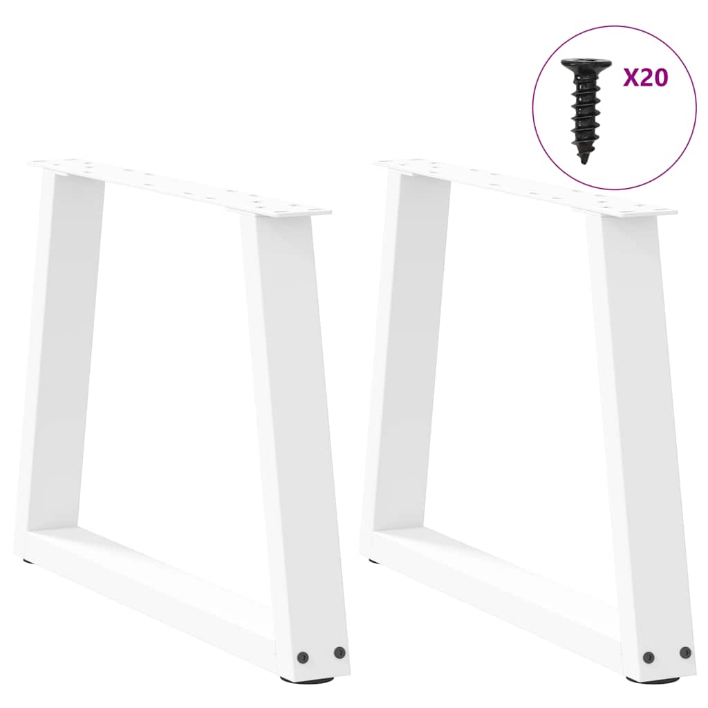 2 db fehér, V-alakú acél dohányzóasztal láb 50 x (42-43,3) cm