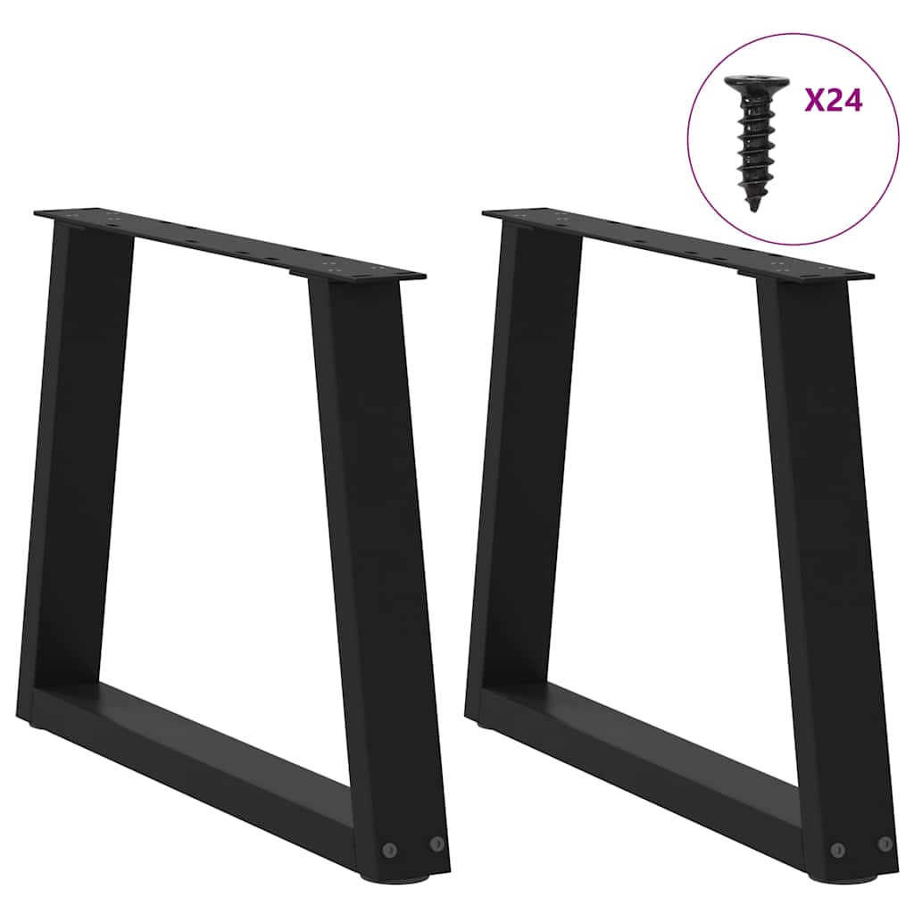 2 db fekete, V-alakú acél dohányzóasztal láb 70 x (42-43,3) cm