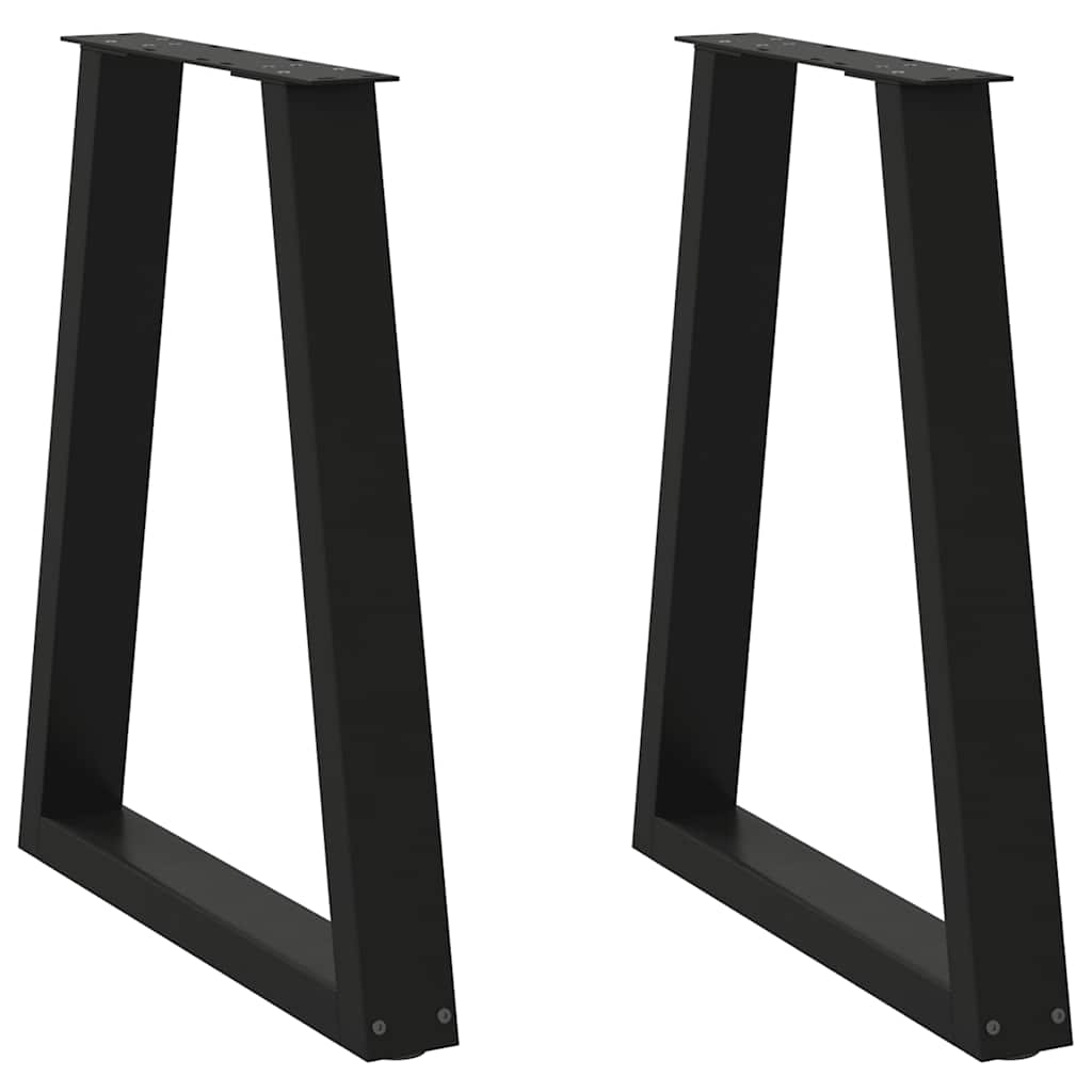 2 db fekete, V-alakú acél étkezőasztal láb 50x(72-73,3) cm