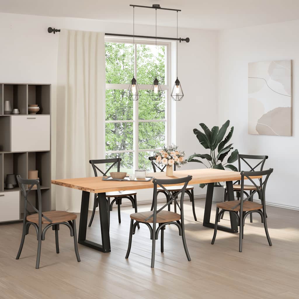 2 db fekete, V-alakú acél étkezőasztal láb 50x(72-73,3) cm