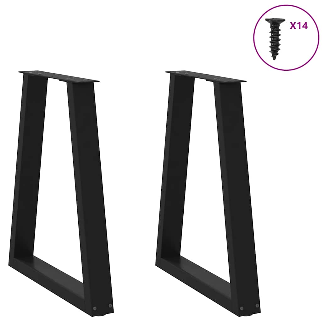 2 db fekete, V-alakú acél étkezőasztal láb 50x(72-73,3) cm