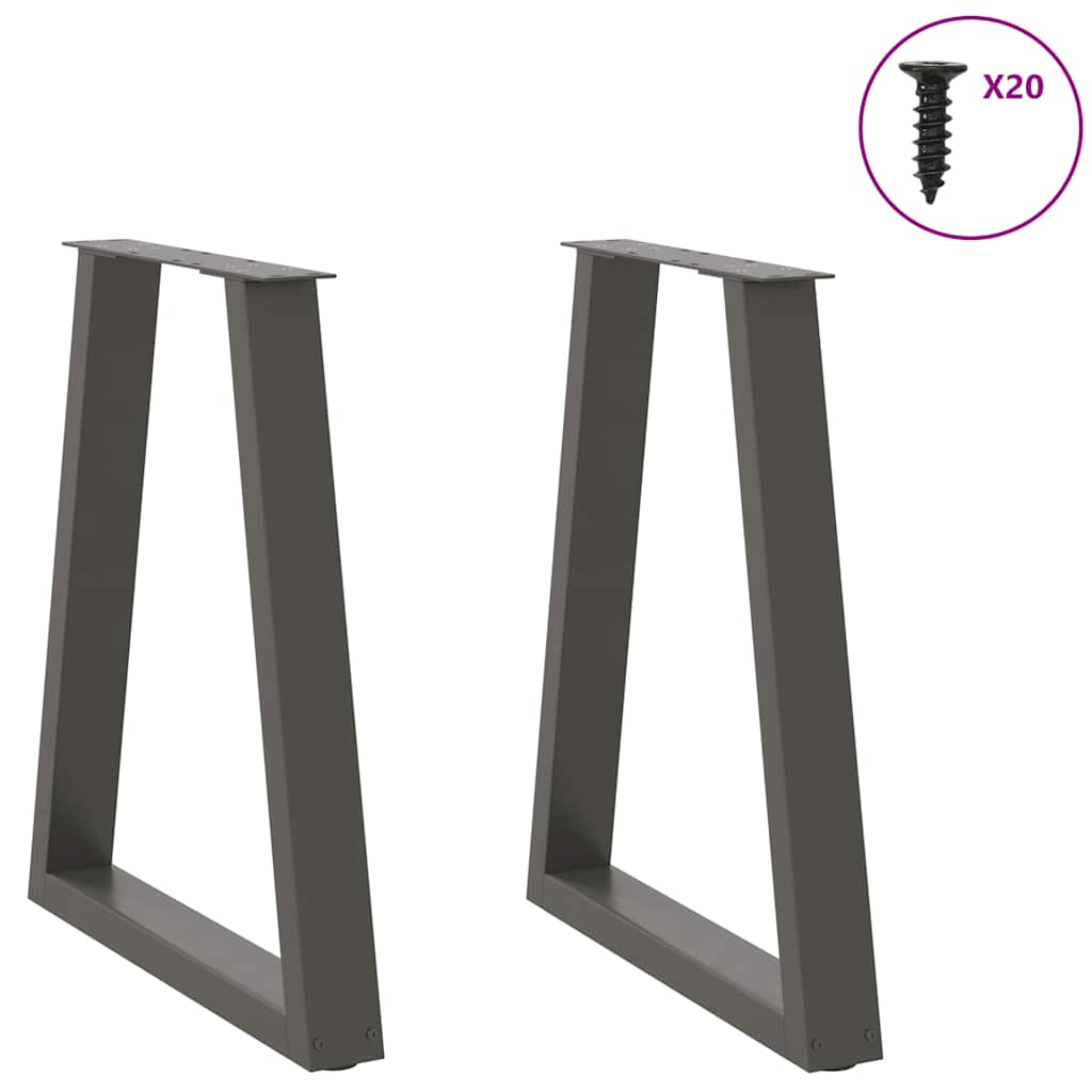 2 db antracitszürke, V-alakú acél étkezőasztalláb 60 x (72-73,3) cm