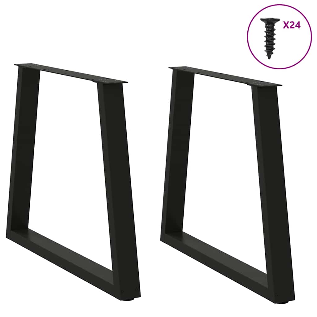 2 db fekete, V-alakú acél étkezőasztal láb 70 x (72-73,3) cm