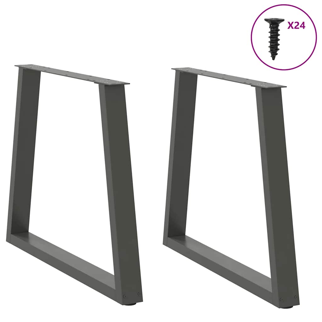 2 db antracitszürke, V-alakú acél étkezőasztalláb 70 x (72-73,3) cm