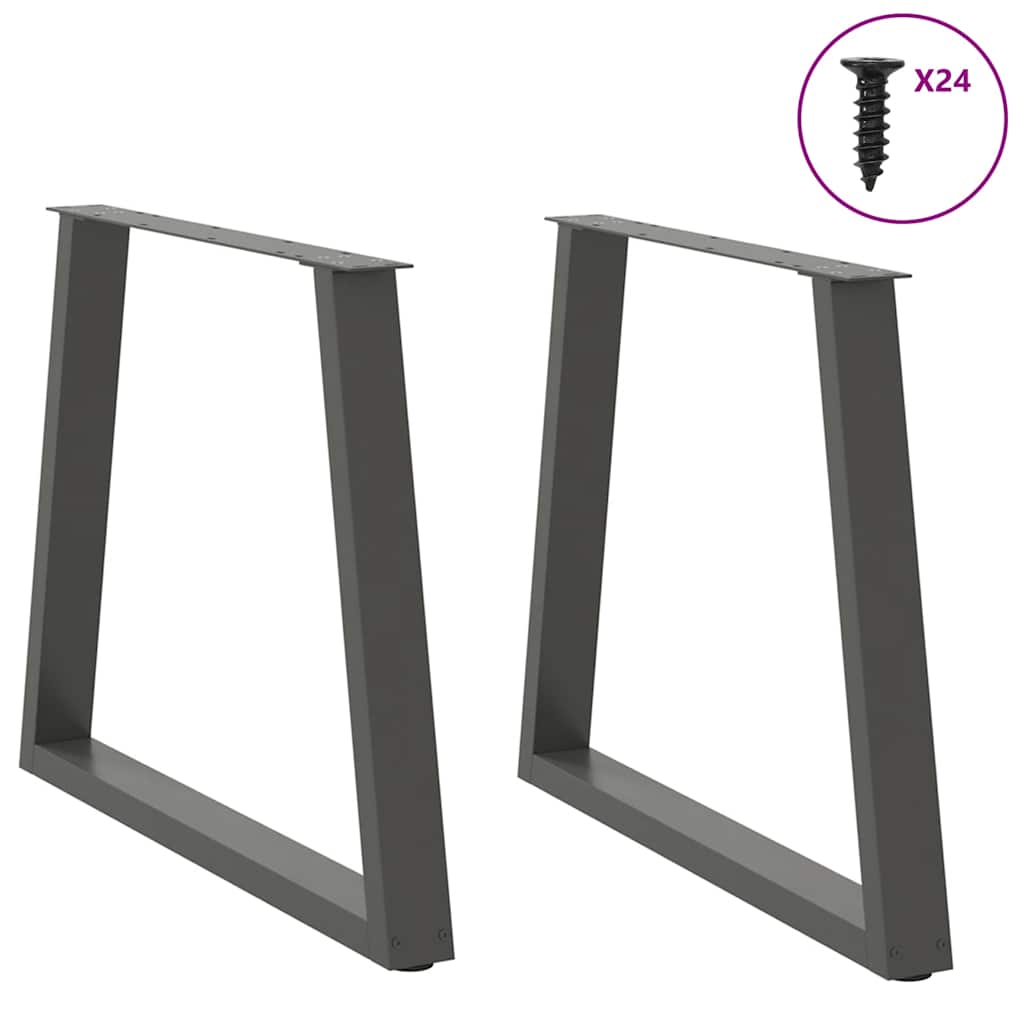 2 db antracitszürke, V-alakú acél étkezőasztal láb 80 x (72-73,3) cm