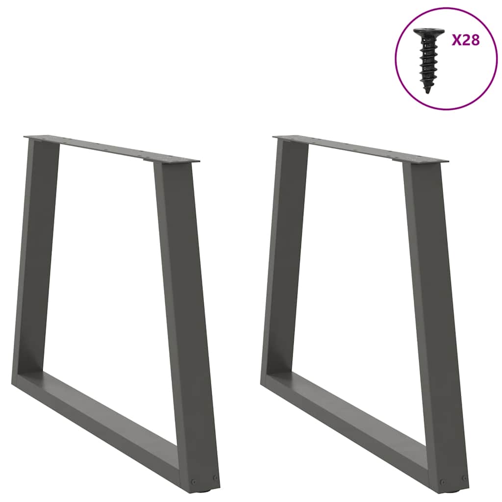 2 db antracitszürke, V-alakú acél étkezőasztal láb 90 x (72-73,3) cm
