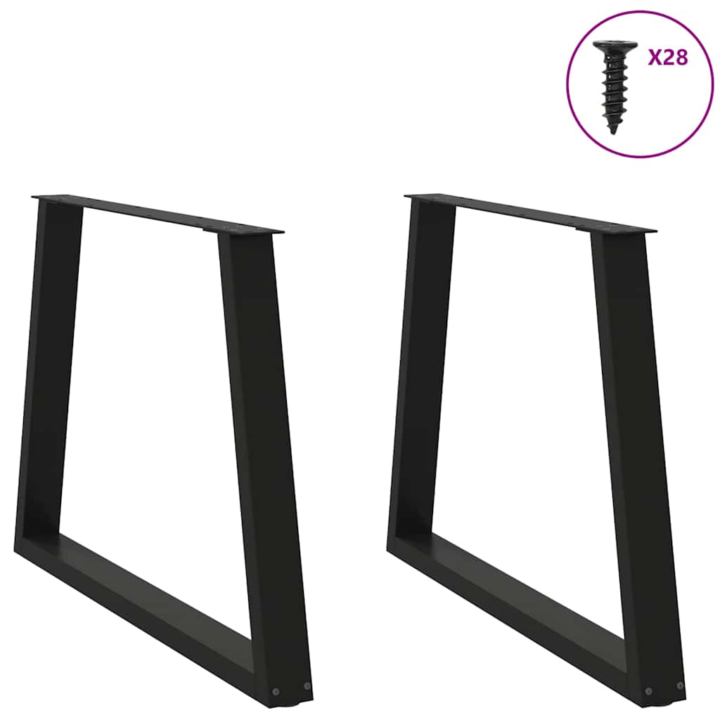 2 db V-alakú étkezőasztal láb fekete 100 x (72-73,3) cm acél étkezőasztal láb