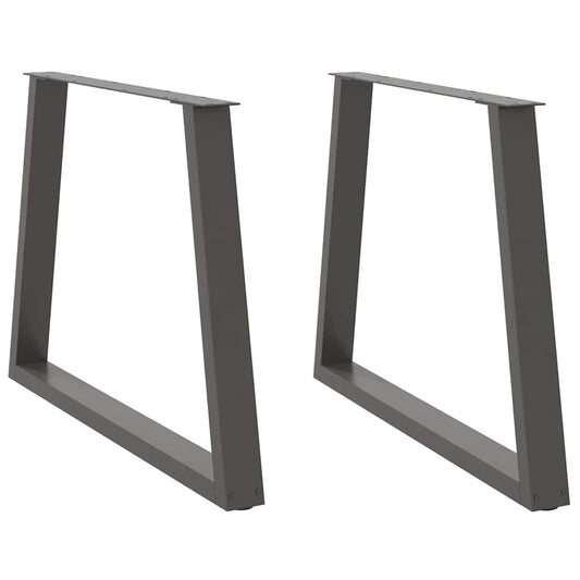 2 db antracitszürke étkezőasztal V-alakú láb 100 x (72-73,3) cm acél étkezőasztal láb
