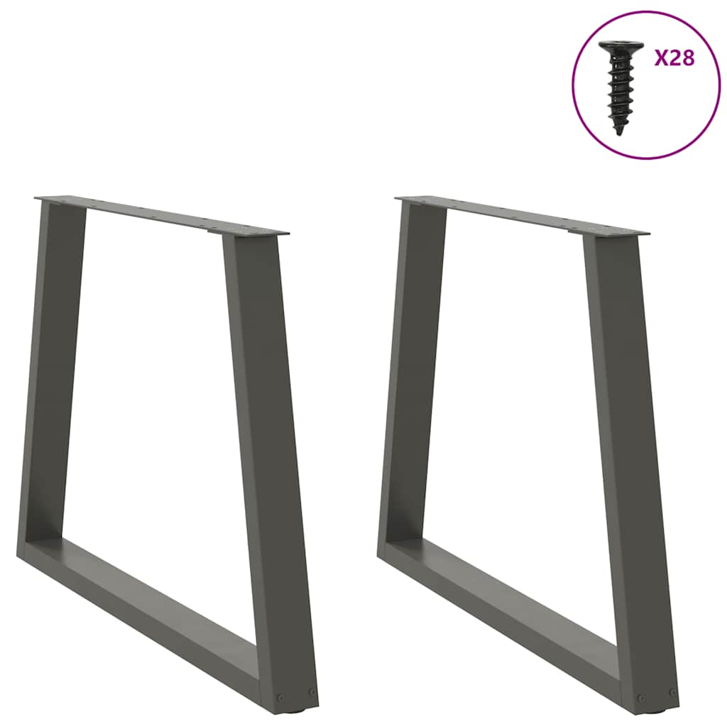2 db antracitszürke étkezőasztal V-alakú láb 100 x (72-73,3) cm acél étkezőasztal láb