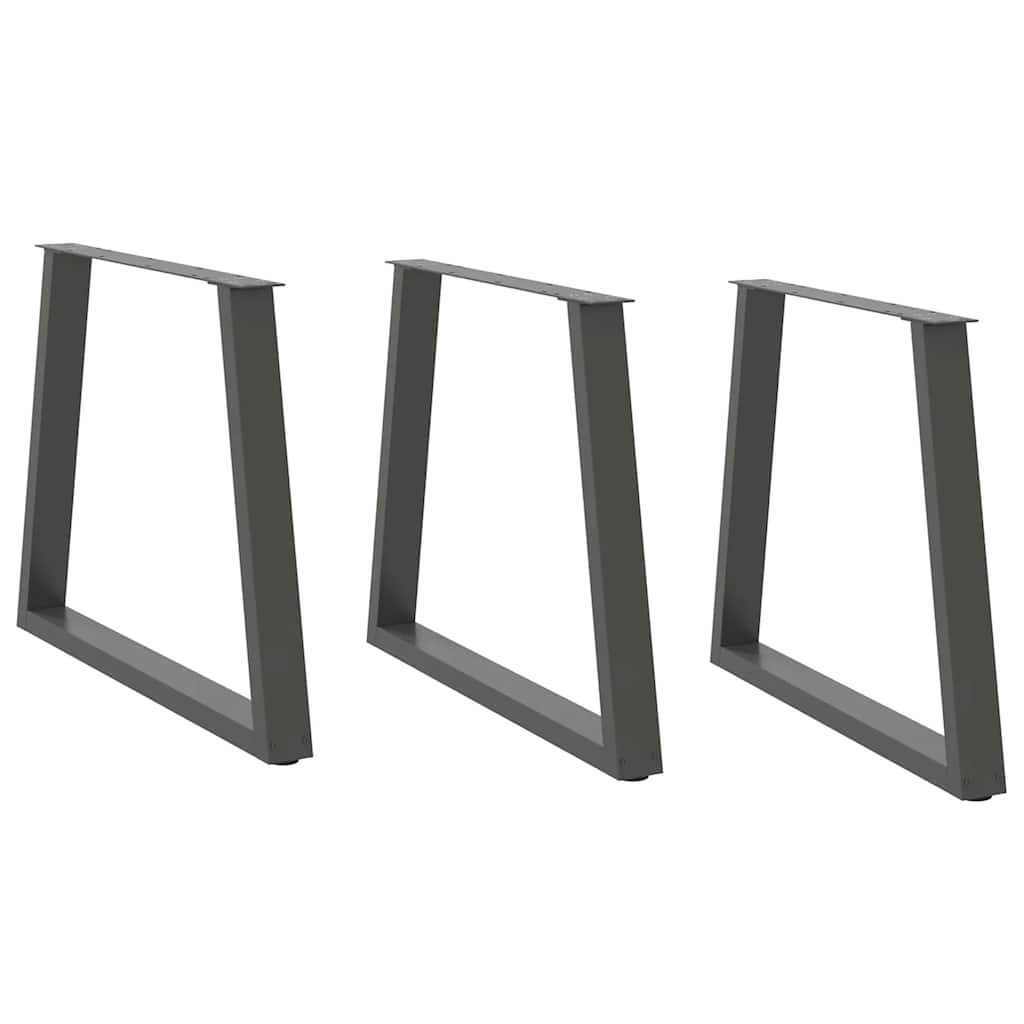 3 db antracitszürke, V-alakú acél étkezőasztalláb 70 x (72-73,3) cm