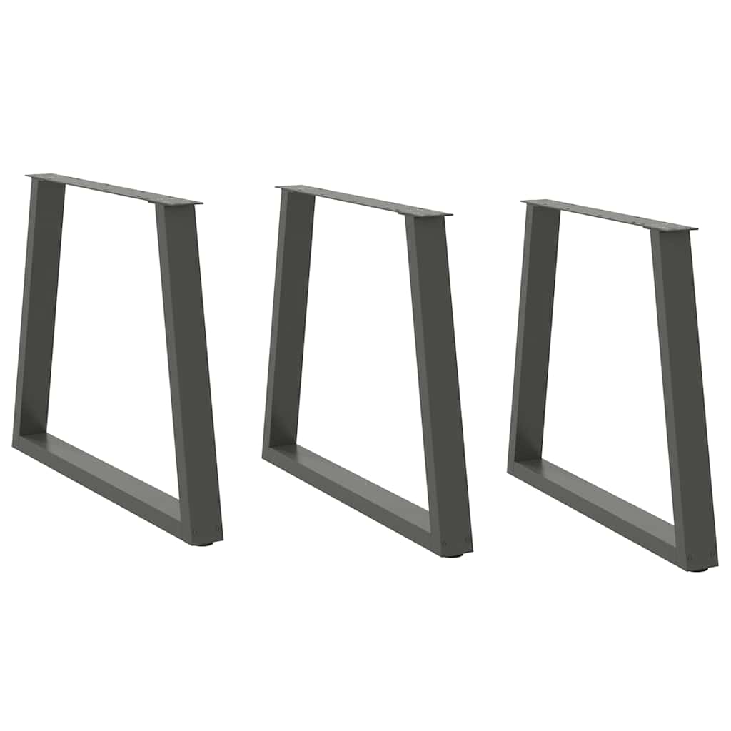 3 db antracitszürke, V-alakú acél étkezőasztalláb 80 x (72-73,3) cm