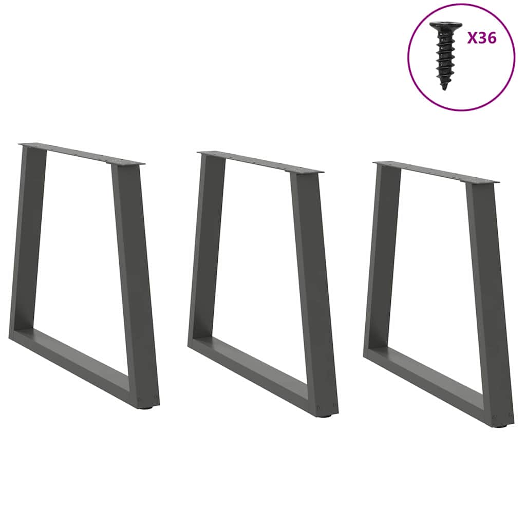 3 db antracitszürke, V-alakú acél étkezőasztalláb 80 x (72-73,3) cm