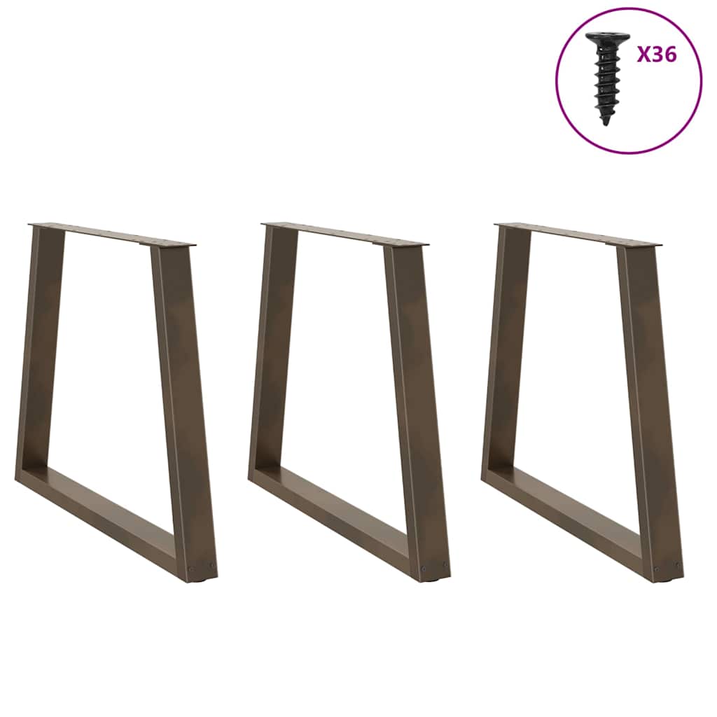 3 db V-alakú natúr acél étkezőasztal láb 80x(72-73,3) cm acél