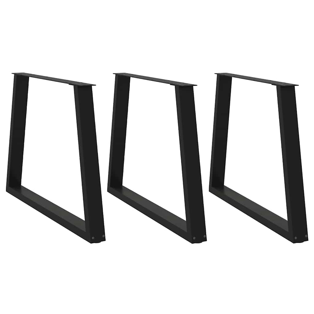 3 db V-alakú étkezőasztal láb fekete 100 x (72-73,3) cm acél étkezőasztal láb