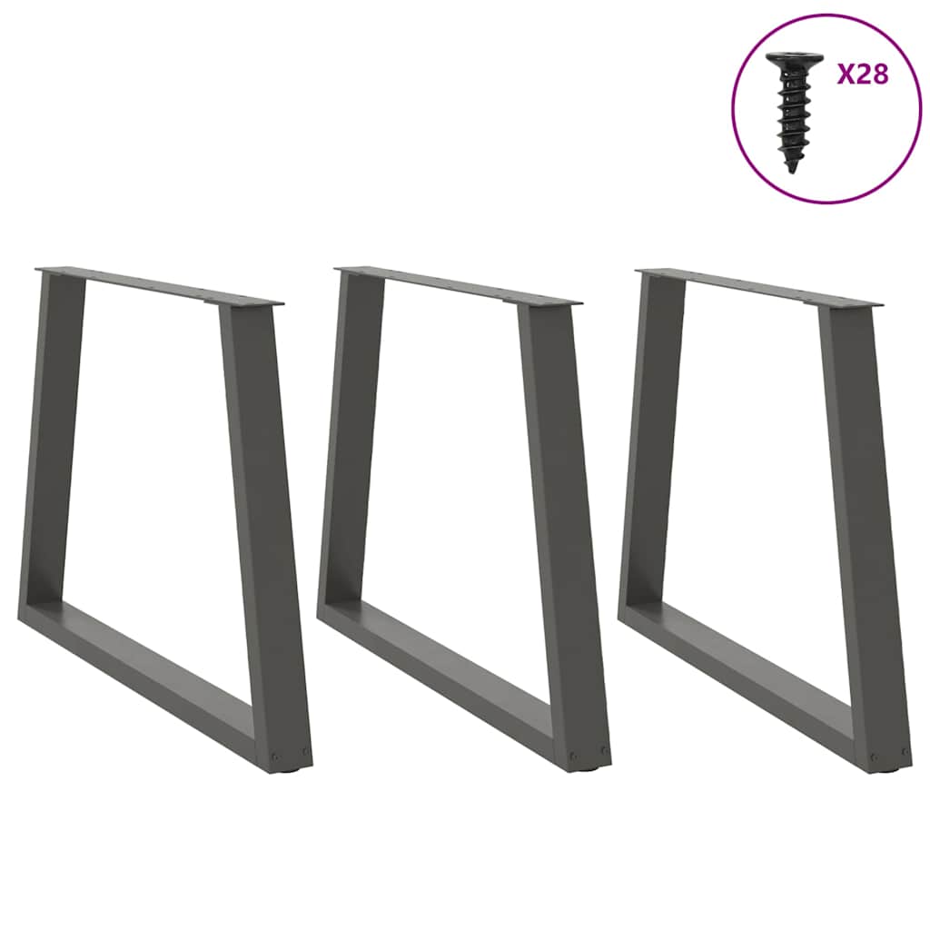 3 db antracitszürke étkezőasztal láb V-alakú 100 x (72-73,3) cm acél étkezőasztal láb