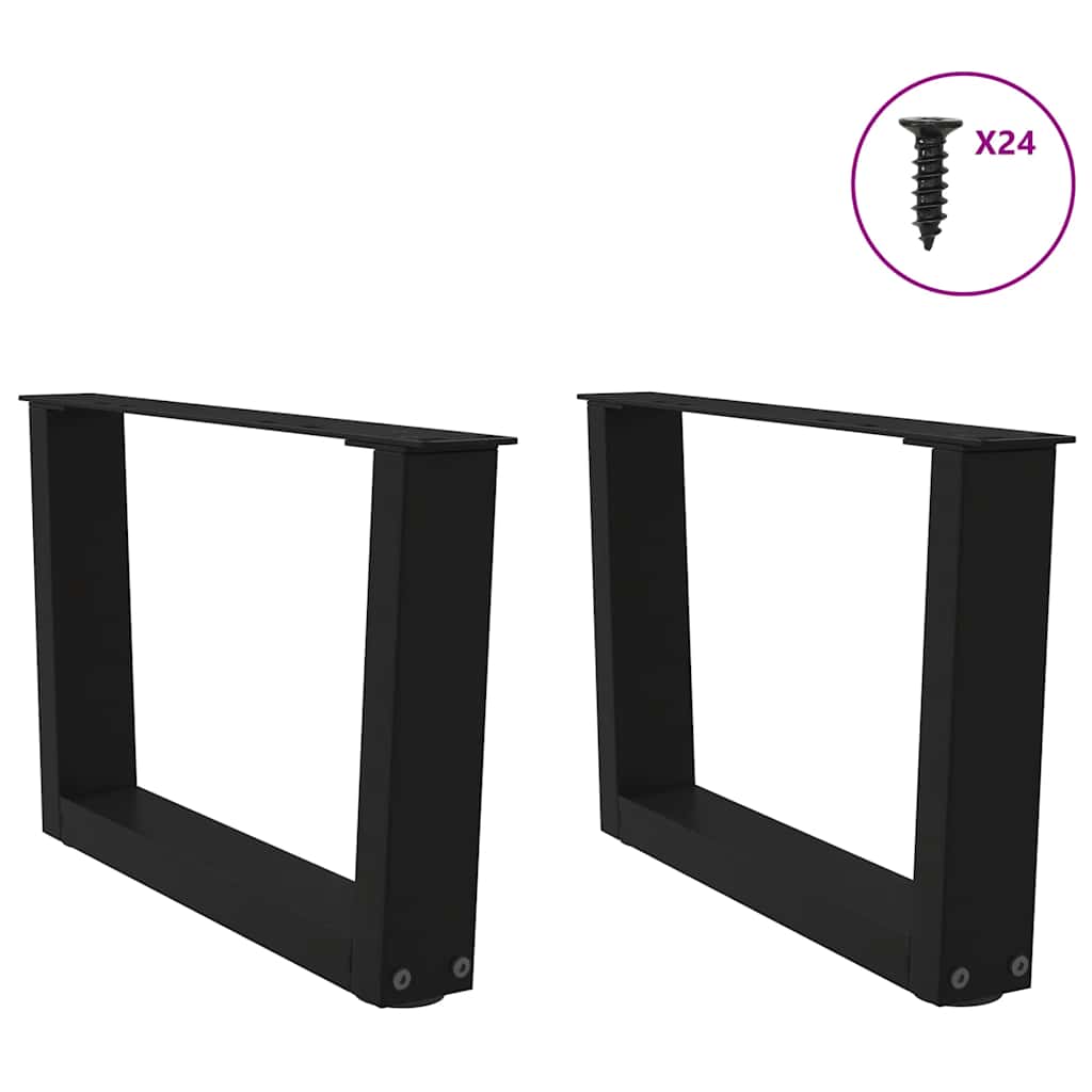 2 db fekete, V-alakú acél dohányzóasztal láb 50 x (30-31,3) cm