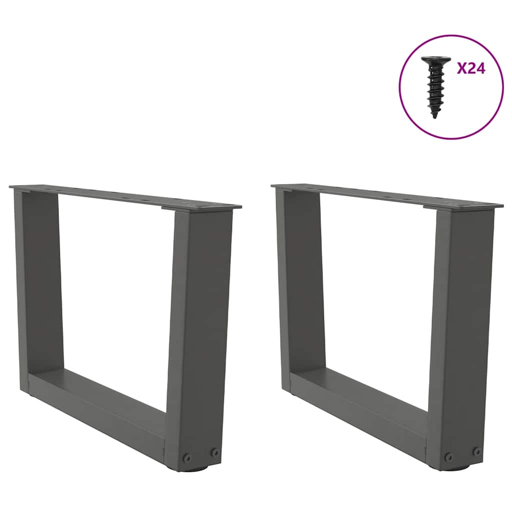2 db antracitszürke, V-alakú acél dohányzóasztal láb 50 x (30-31,3) cm