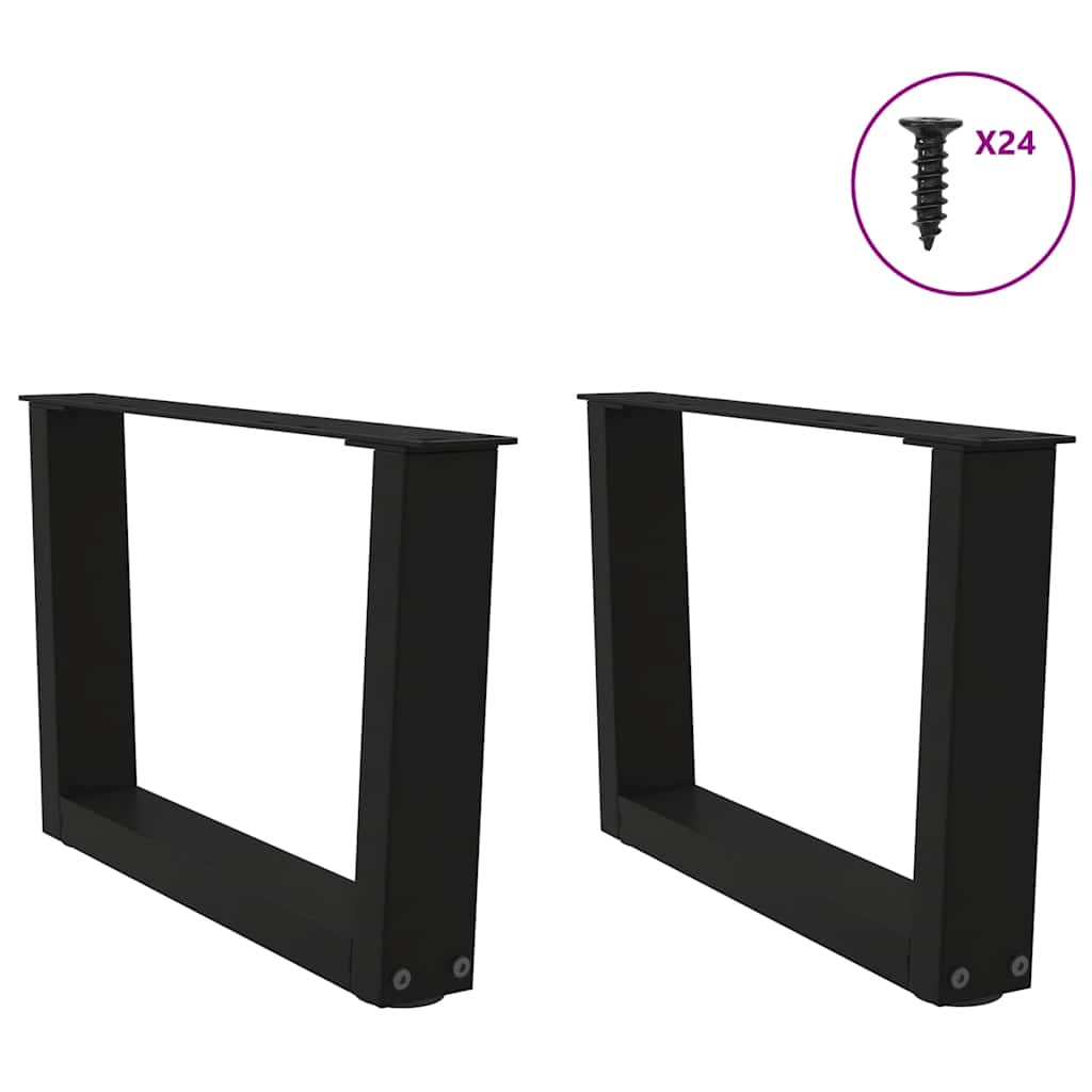 2 db fekete, V-alakú acél dohányzóasztal láb 60 x (30-31,3) cm