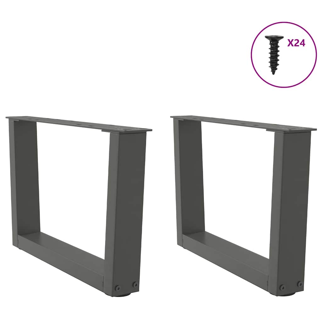 2 db antracitszürke, V-alakú acél dohányzóasztal láb 60 x (30-31,3) cm