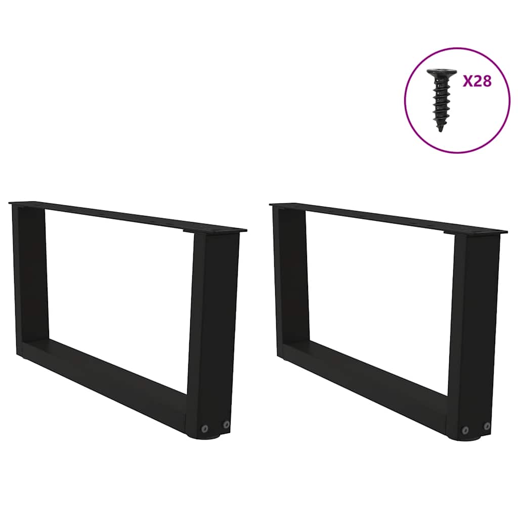 2 db fekete, V-alakú acél dohányzóasztal láb 70 x (30-31,3) cm