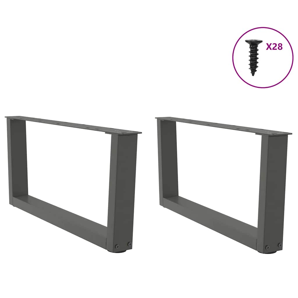 2 db antracitszürke, V-alakú acél dohányzóasztal láb 70 x (30-31,3) cm