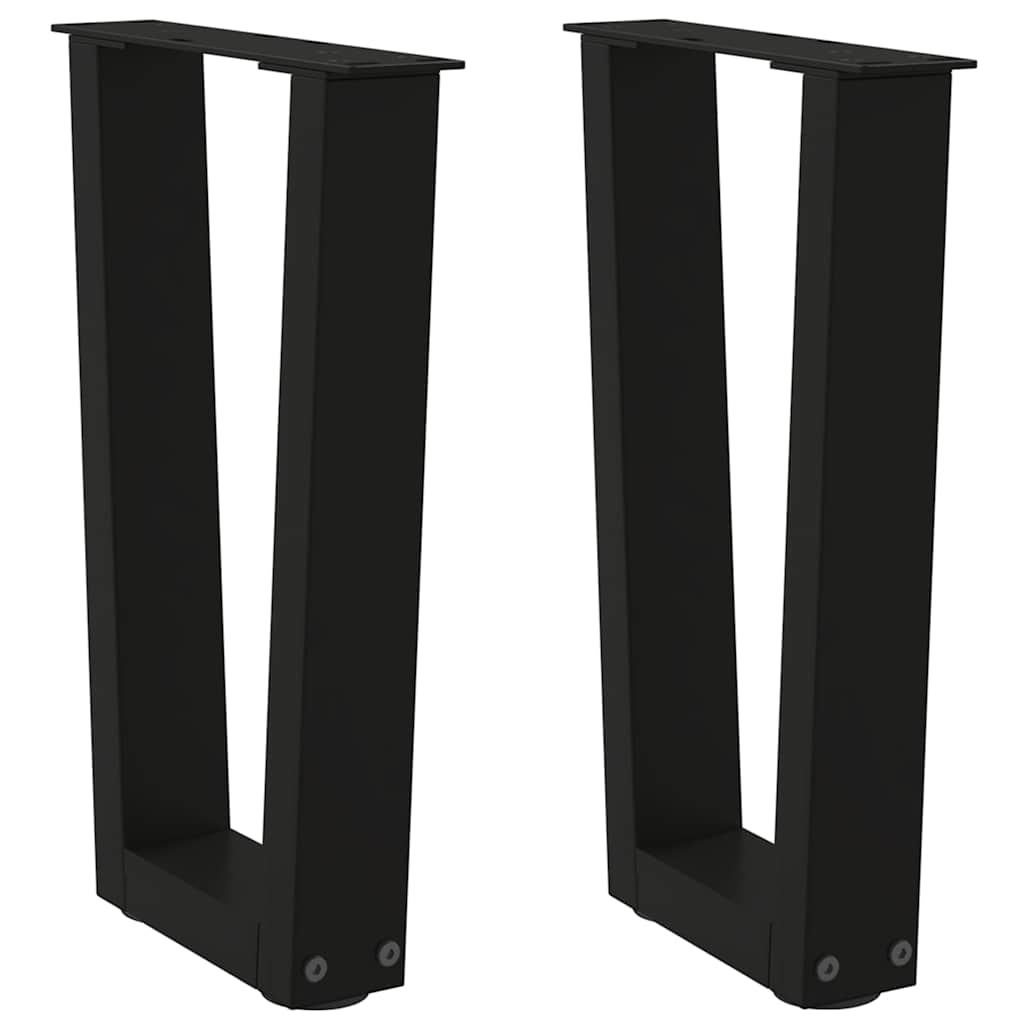 2 db fekete, V-alakú acél dohányzóasztal láb 28 x (42-43,3) cm